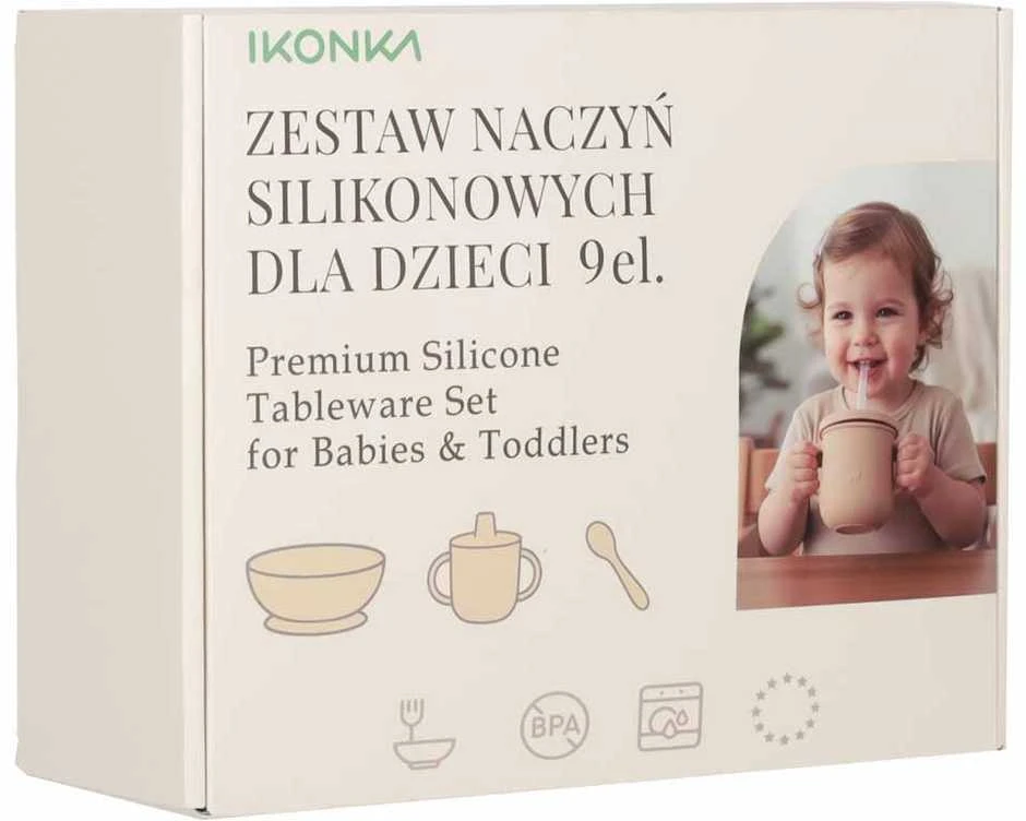 Ikonka Vaikiški silikoniniai indai krabas, 9 vnt., violetinės spalvos