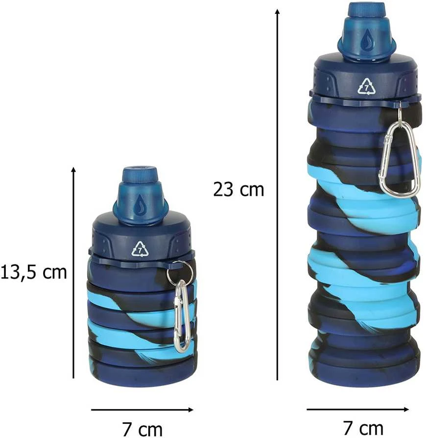 Generic Buteliukas na wodę bidon silikonowy składany su laikikliu sportowy 500ml mėlyna