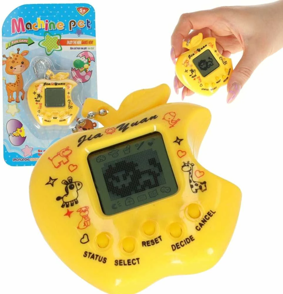 Žaislinis Tamagotchi elektroninis žaidimas obuolys geltonas