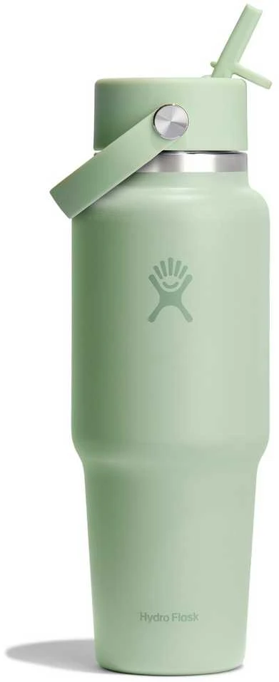Gertuvė „Hydro Flask“ plataus burnos ir lankstaus šiaudelio dangtelio su alaviju kelioninis buteliukas, 946 ml
