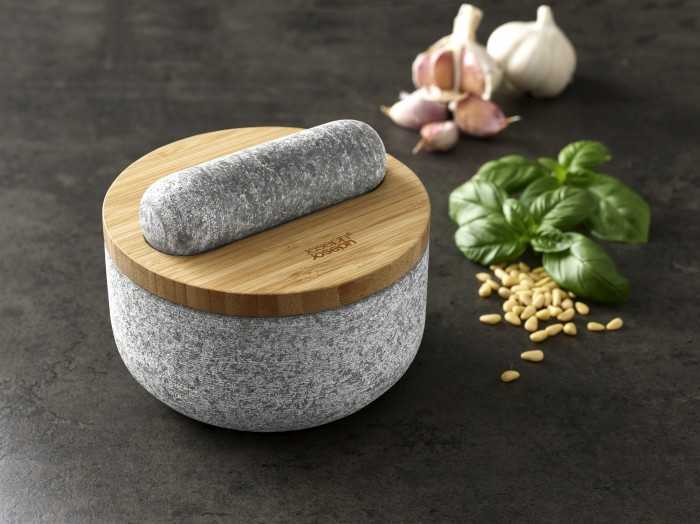 Joseph Joseph JJ-Grūdų skiedinys su mediniu dangteliu Dash, granito