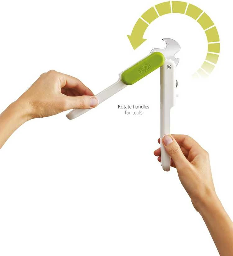 Joseph Joseph JJ-3in1 Atidarymo įrankis Pivot balta ir žalia