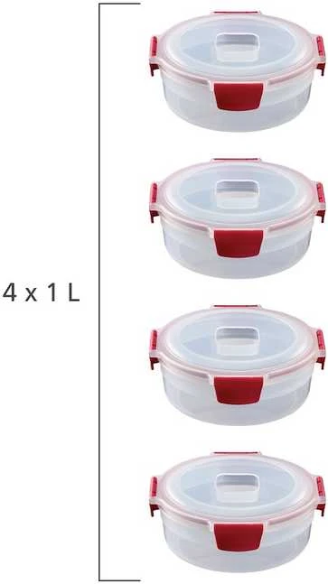 Joseph Joseph JJ-Rinkinys 4 x 1 l apvalūs konteineriai su lizdeliu ir užraktu