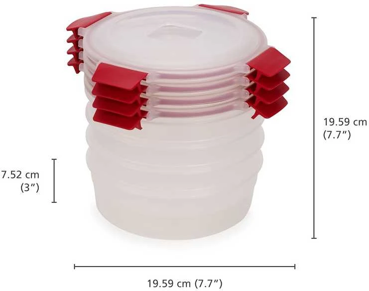 Joseph Joseph JJ-Rinkinys 4 x 1 l apvalūs konteineriai su lizdeliu ir užraktu