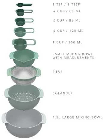 Joseph Joseph Joseph Nest 9 Plus Sage 40112 9 el. žalia