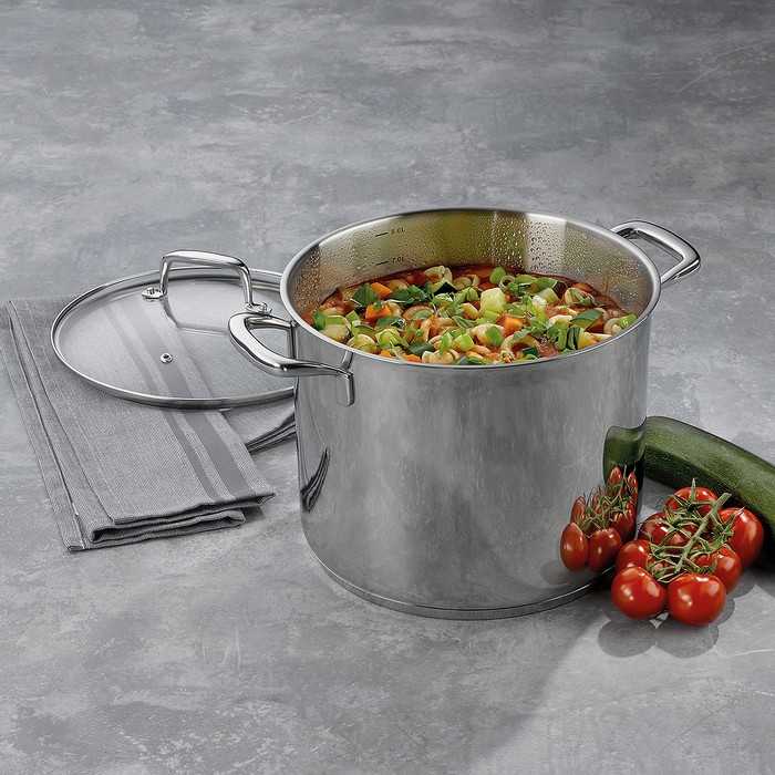 Kela Puodas su dangteliu, nerūdijančio plieno 18/10 FLAVORIA 8 l