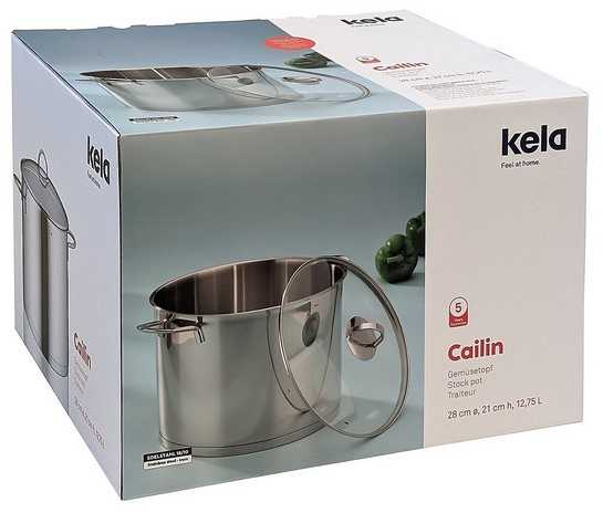 Kela Nerūdijančio plieno puodas su stikliniu dangteliu 13,5 l CAILIN