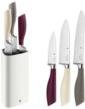 WMF peilių bloko elementai, su peilių rinkiniu, 4 dalys, blokas su 3 peiliais, specialus plieno ašmenų plienas, plastikas