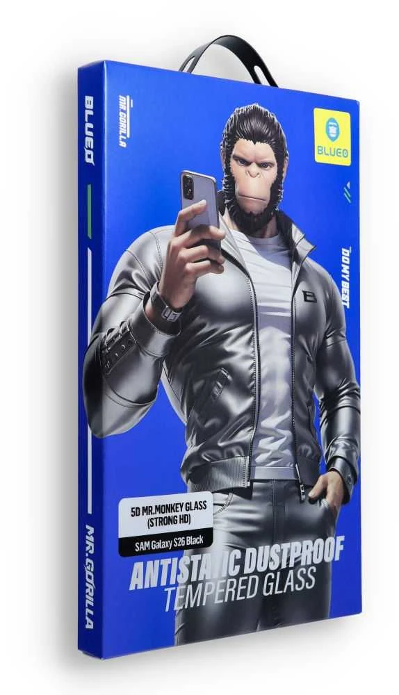 Blueo LCD apsauginis stikliukas 5D Mr. Monkey Glass (Strong Lite) Samsung S942 S26 juodas