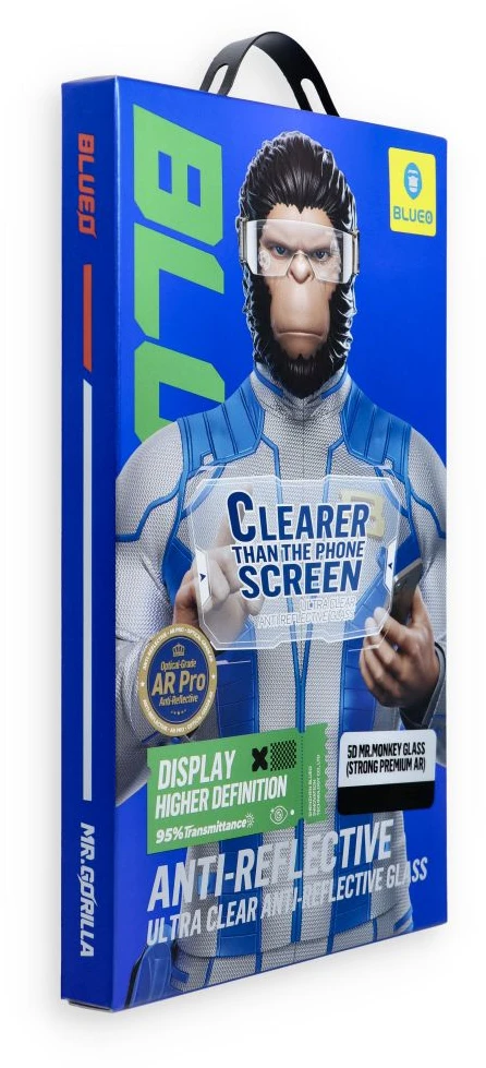 Blueo 5D grūdintas stiklas, skirtas „Samsung S26 Mr. Monkey Glass“ (stiprus, aukščiausios kokybės, itin skaidrus AR), juodas
