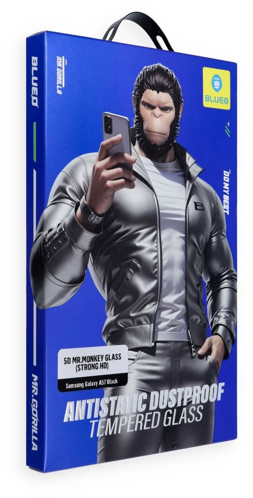 Blueo 5D grūdintas stiklas Samsung A57 5G Mr. Monkey Glass (antistatinis, stiprus HD) juodas