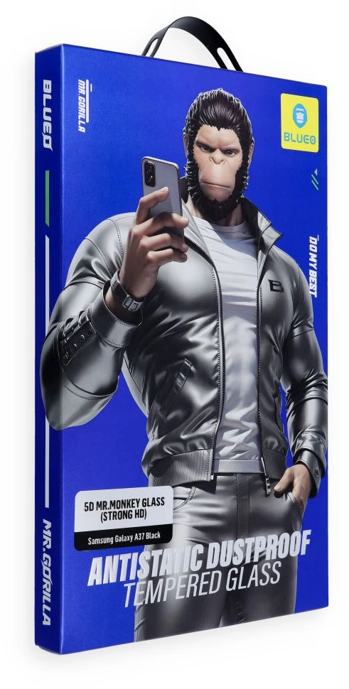 Blueo 5D grūdintas stiklas Samsung A37 5G Mr. Monkey Glass (antistatinis, stiprus HD) juodas