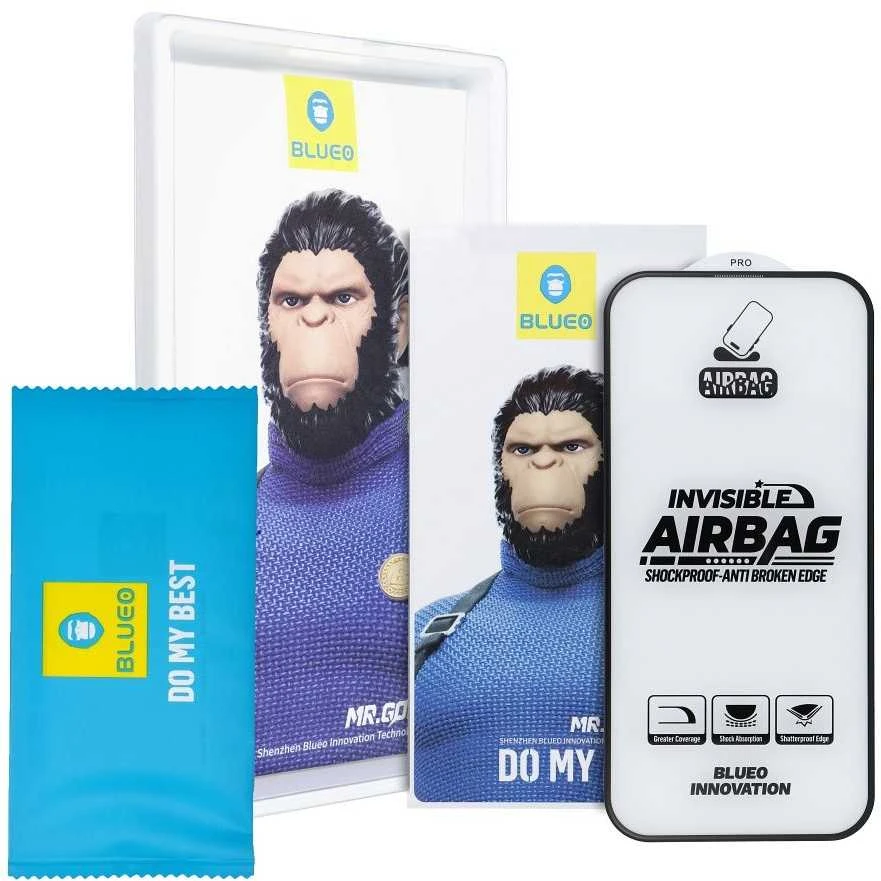 Blueo 5D Mr. Monkey Glass - Apple iPhone 16 Pro juodas (Airbag Anti-broken)
