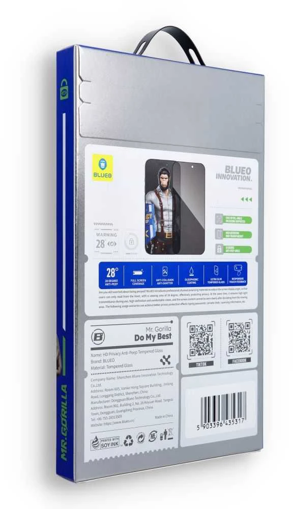 Blueo LCD apsauginis stikliukas 5D Mr. Monkey Glass (Strong Privacy) Samsung S942 S26 juodas