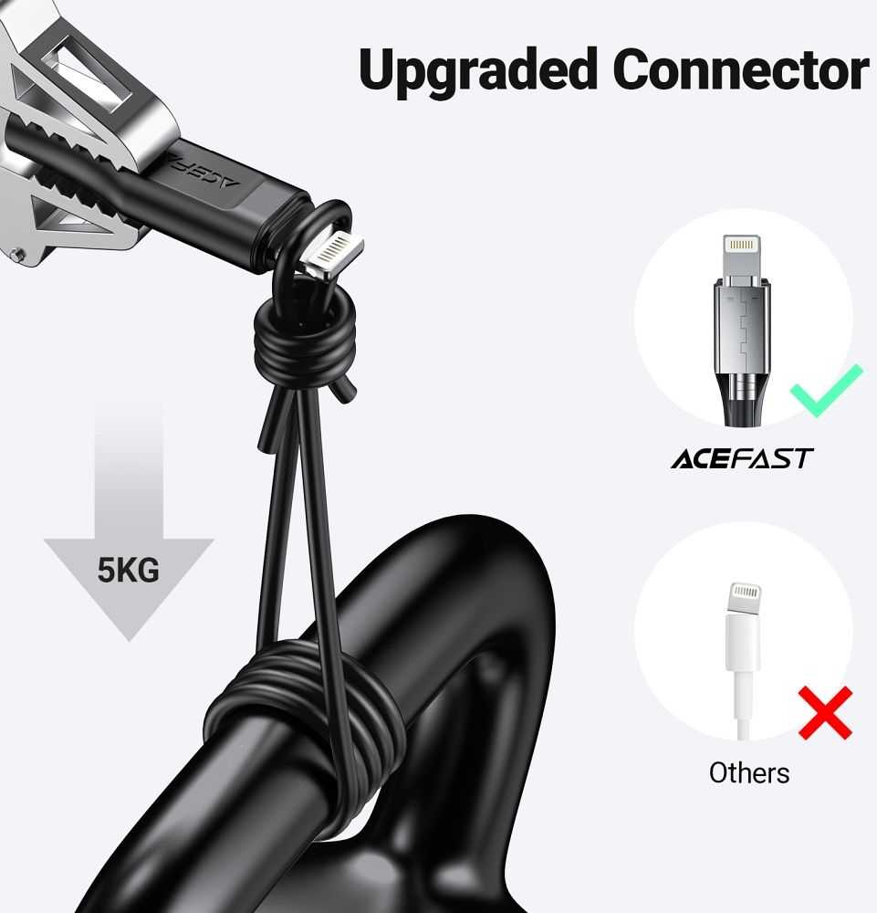 USB MFI laidas Acefast C3-01, USB-C do Lightning, 30 W, 1,2 m (juodas)