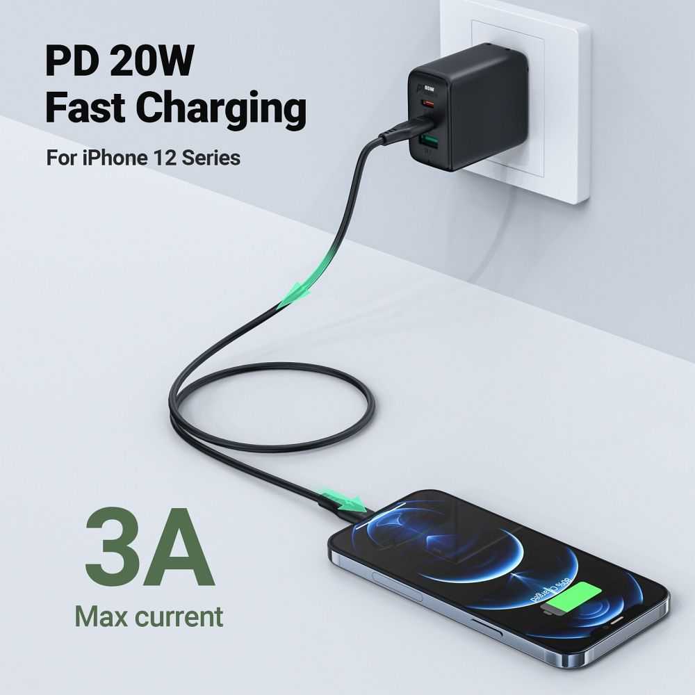 USB MFI laidas Acefast C3-01, USB-C do Lightning, 30 W, 1,2 m (juodas)
