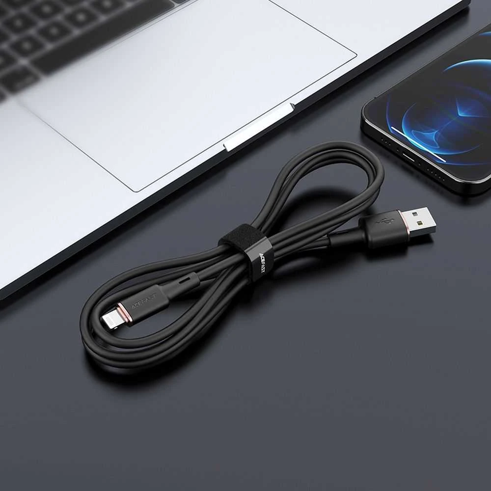 USB laidas Acefast C2-02 MFi USB-A iki Lightning 1.2m juodas