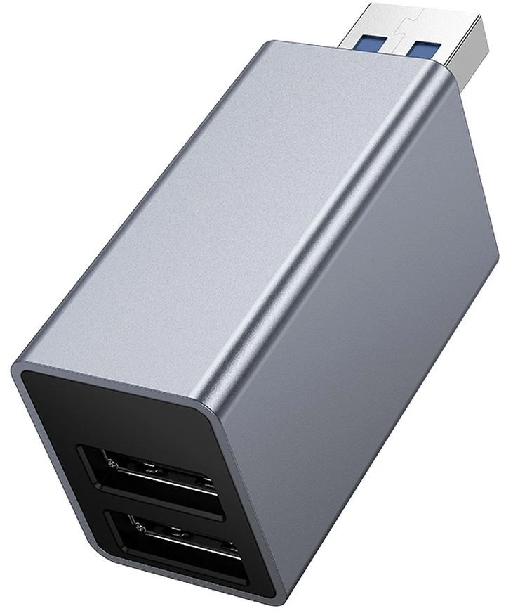 Adapteris 3in1 (USB 2.0 x 2+USB 3.0) to USB-A Hoco HB54 pilka