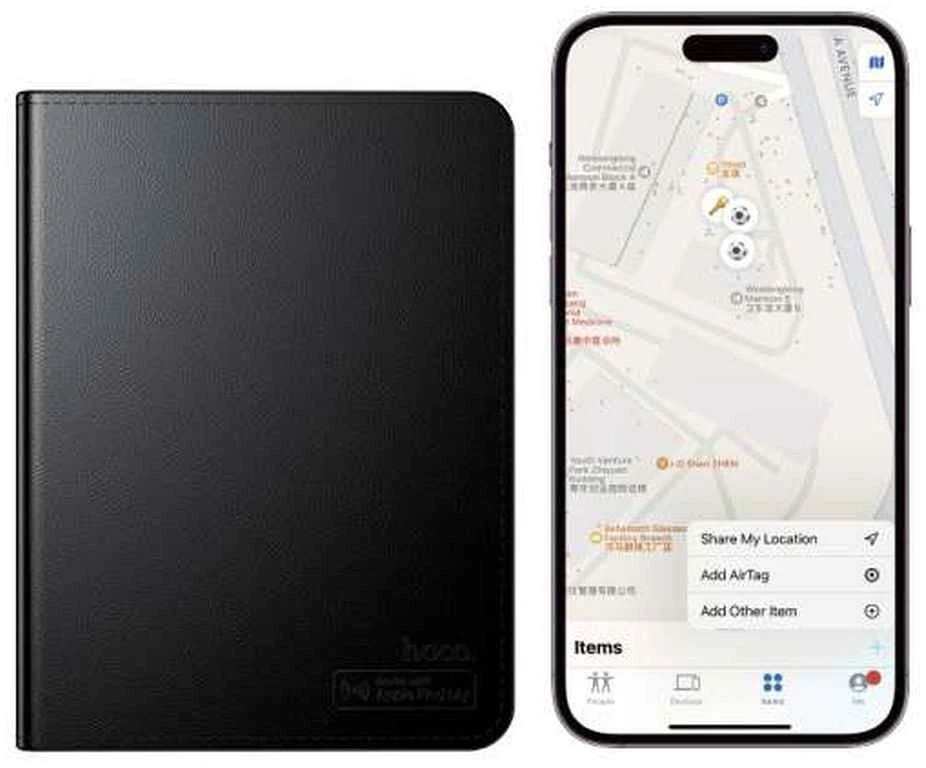 Apple suderinamas „FindMy Hoco E91G“ kortelių dėklas, juodas