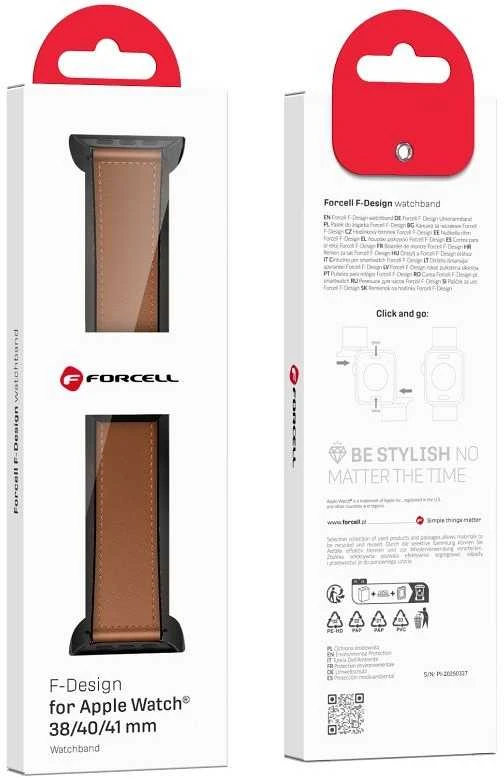 „Apple Watch“ dirželis „Forcell F-Design FA21“ magnetinis dirbtinės odos dirželis, 38/40/41 mm, rudas