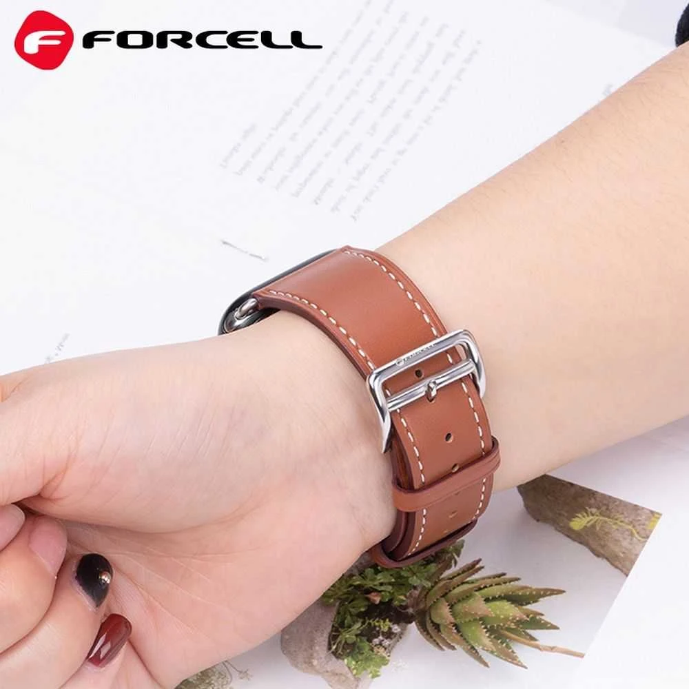 „Apple Watch“ dirželis Forcell F-Design FA20 skylučių dirbtinės odos 38/40/41 mm rudas