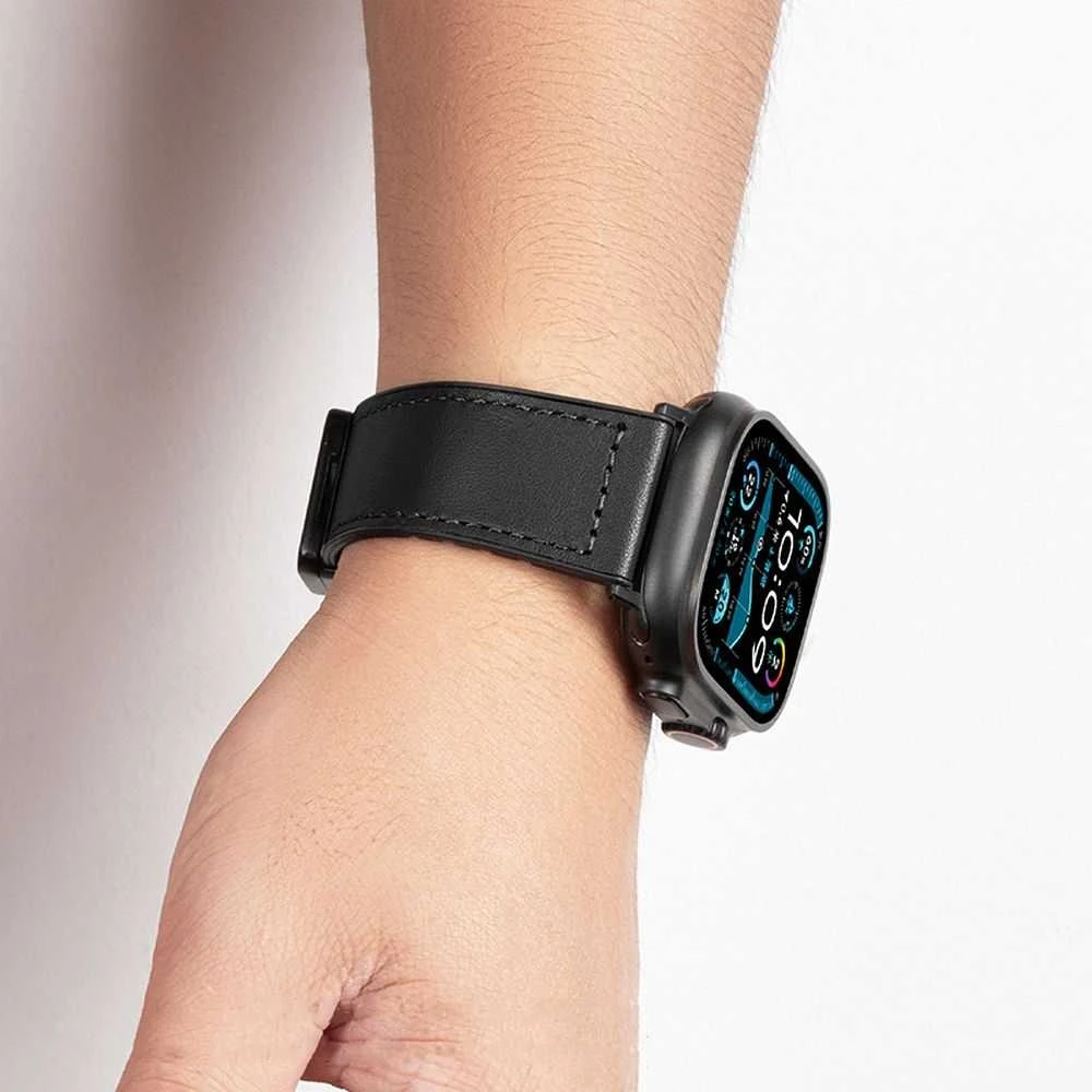 „Apple Watch“ dirželis Forcell F-Design FA21 magnetinis dirbtinės odos dirželis 42 / 44 / 45 / 49 mm, juodas