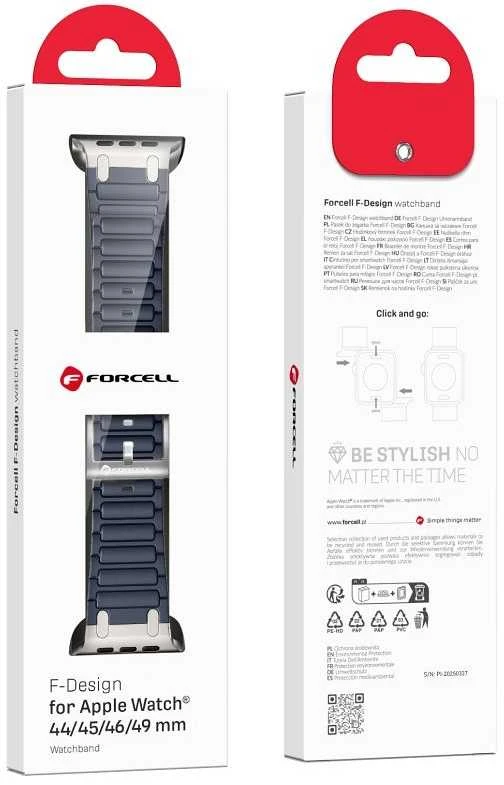 „Apple Watch“ dirželis Forcell F-Design FA06 silikoninis, 42 / 44 / 45 / 49 mm, mėlynas