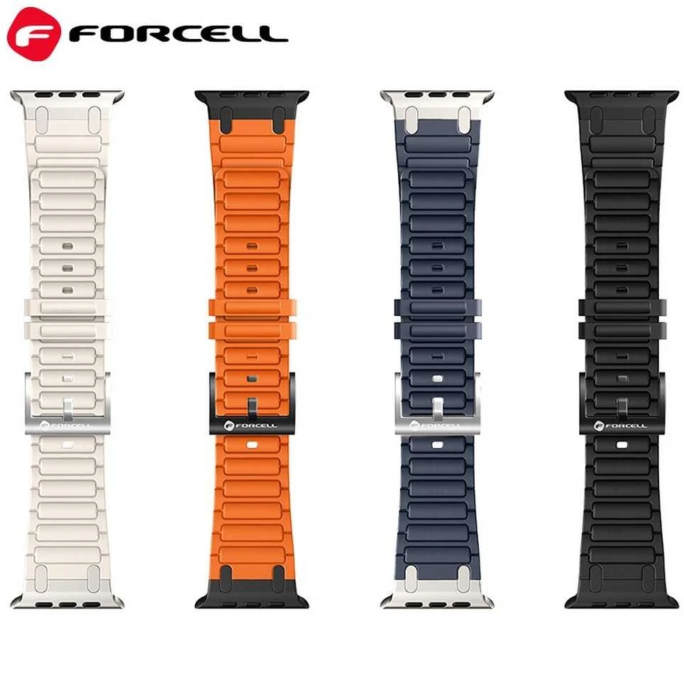 „Apple Watch“ dirželis Forcell F-Design FA06 silikoninis, su skylutėmis, 38 / 40 / 41 mm, mėlynas