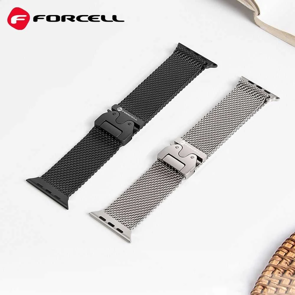 „Apple Watch“ dirželis Forcell F-Design FA11 plieno užsegimas 38/40/41 mm juodas
