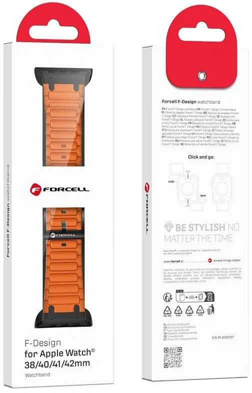 „Apple Watch“ dirželis Forcell F-Design FA06 silikoninis, su skylutėmis, 38 / 40 / 41 mm, oranžinis