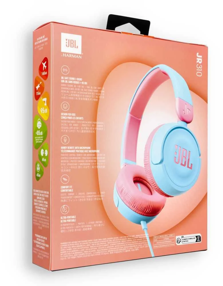 JBL JR 310 Kids ausinės su laidu, Rožinės/Mėlynos spalvos