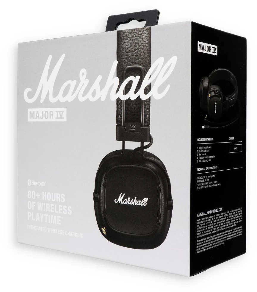 Ausinės Marshall Major IV Bluetooth, Juodos spalvos