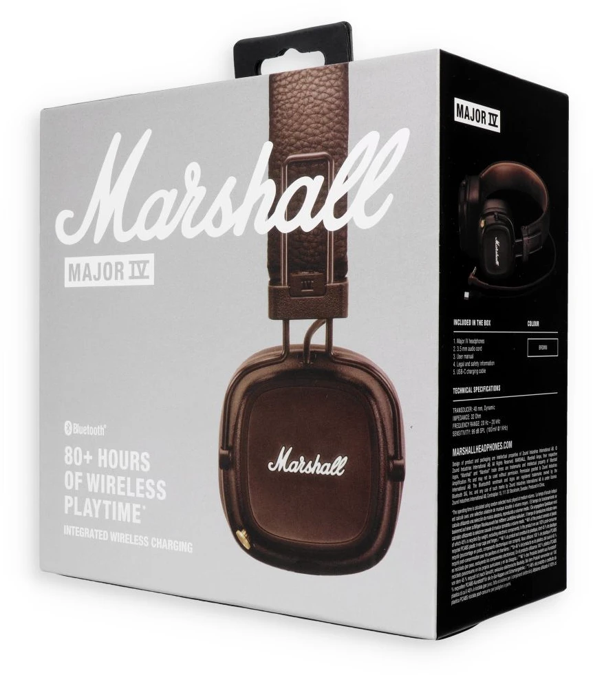 Ausinės Marshall Major IV Bluetooth, Rudos spalvos