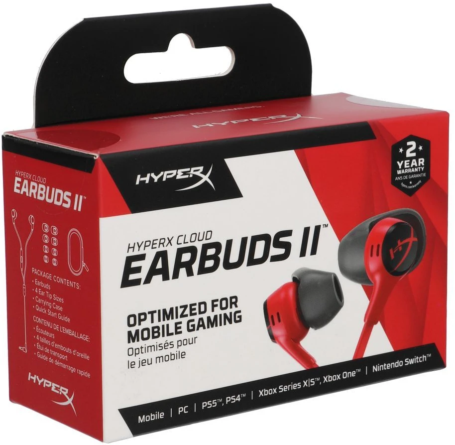HyperX Cloud Earbuds  aidinės žaidimų ausinės, Raudonos