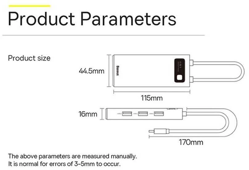 Baseus Metal Gleam Series Hub adapteris 4in1 USB-C iki 4x USB 3.0