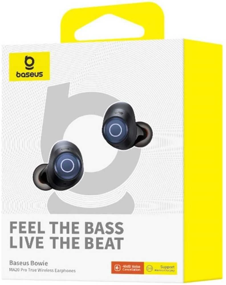 Ausinės belaidės Baseus Bowie MA20 Pro TWS su ANC i IPX6 - juoda