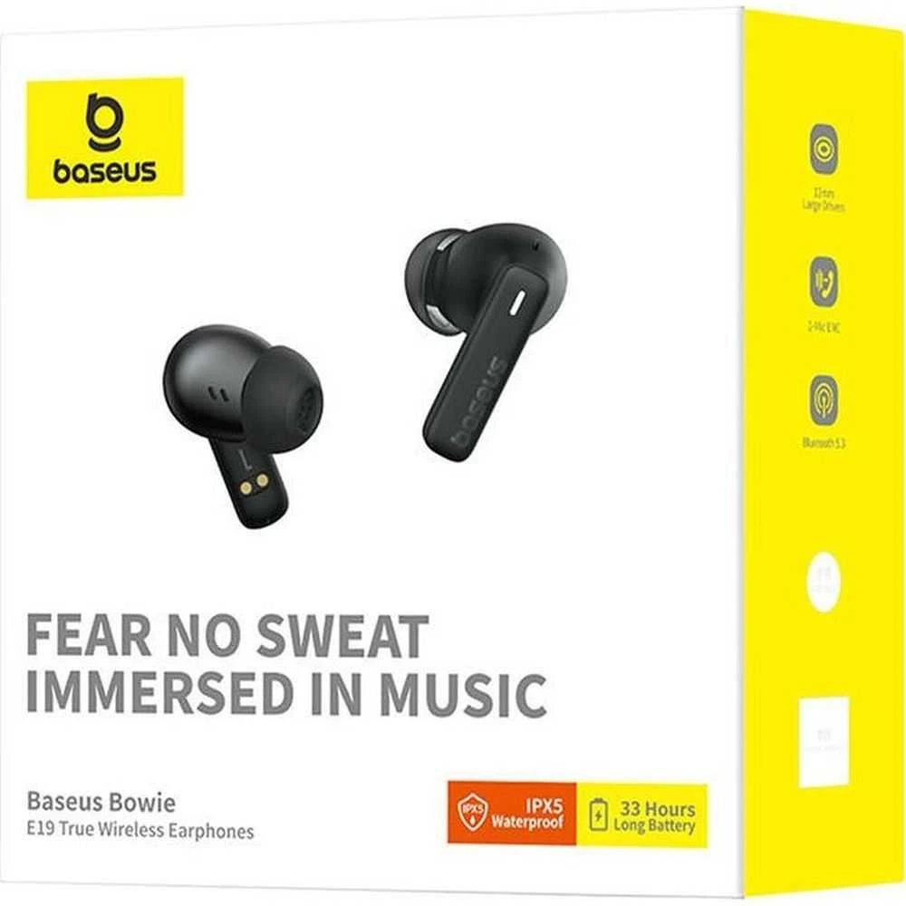 Baseus Belaidės Bluetooth 5.3 ausinės Bowie E19 su įkrovimo dėklu, juodos