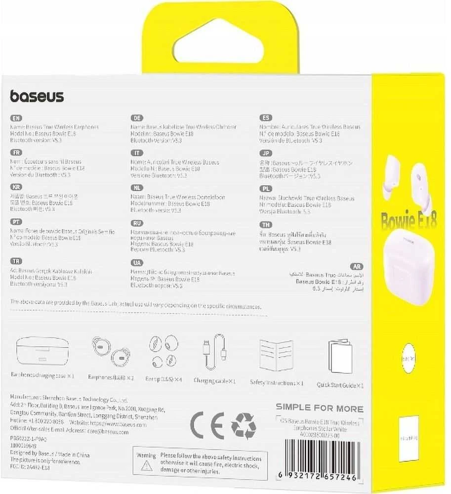 BASEUS belaidės bluetooth ausinės TWS ENC IPX4 Bowie E18 violetinės spalvos