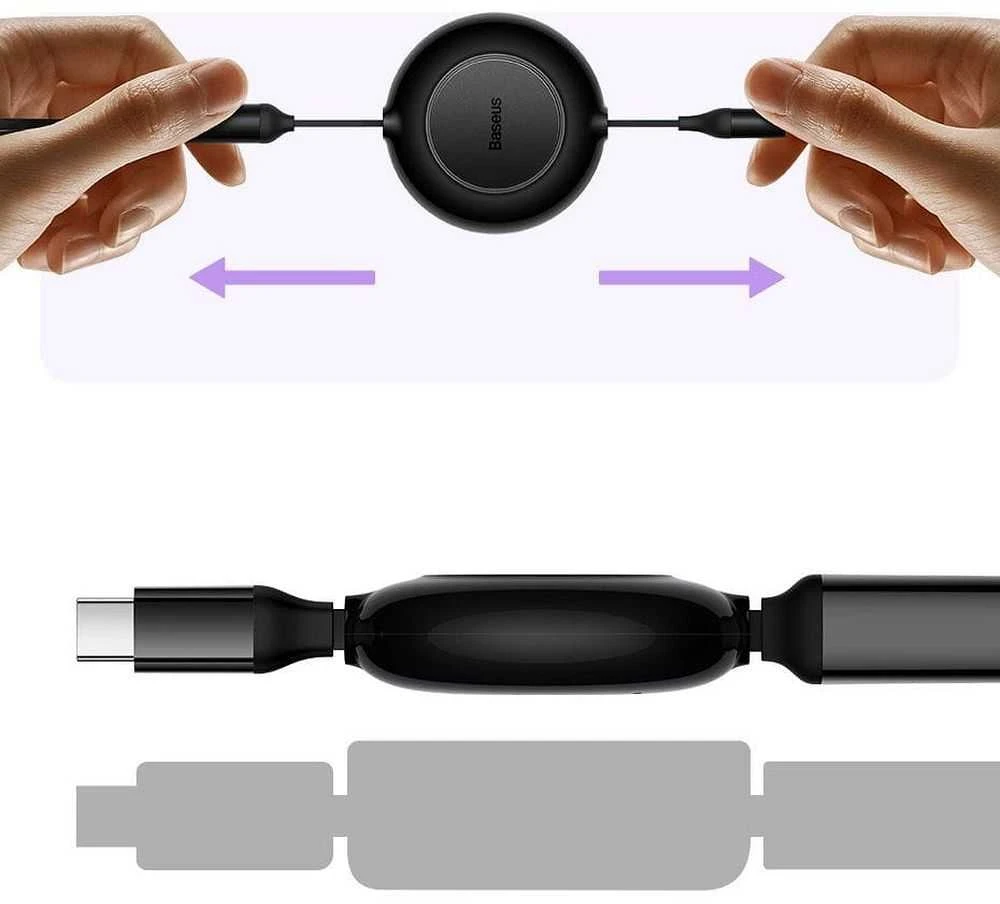 USB laidas Baseus Bright Mirror 2 Type-C į MicroUSB/Type-C/Lightning 3.5A 1.1m juodas CAMJ010201