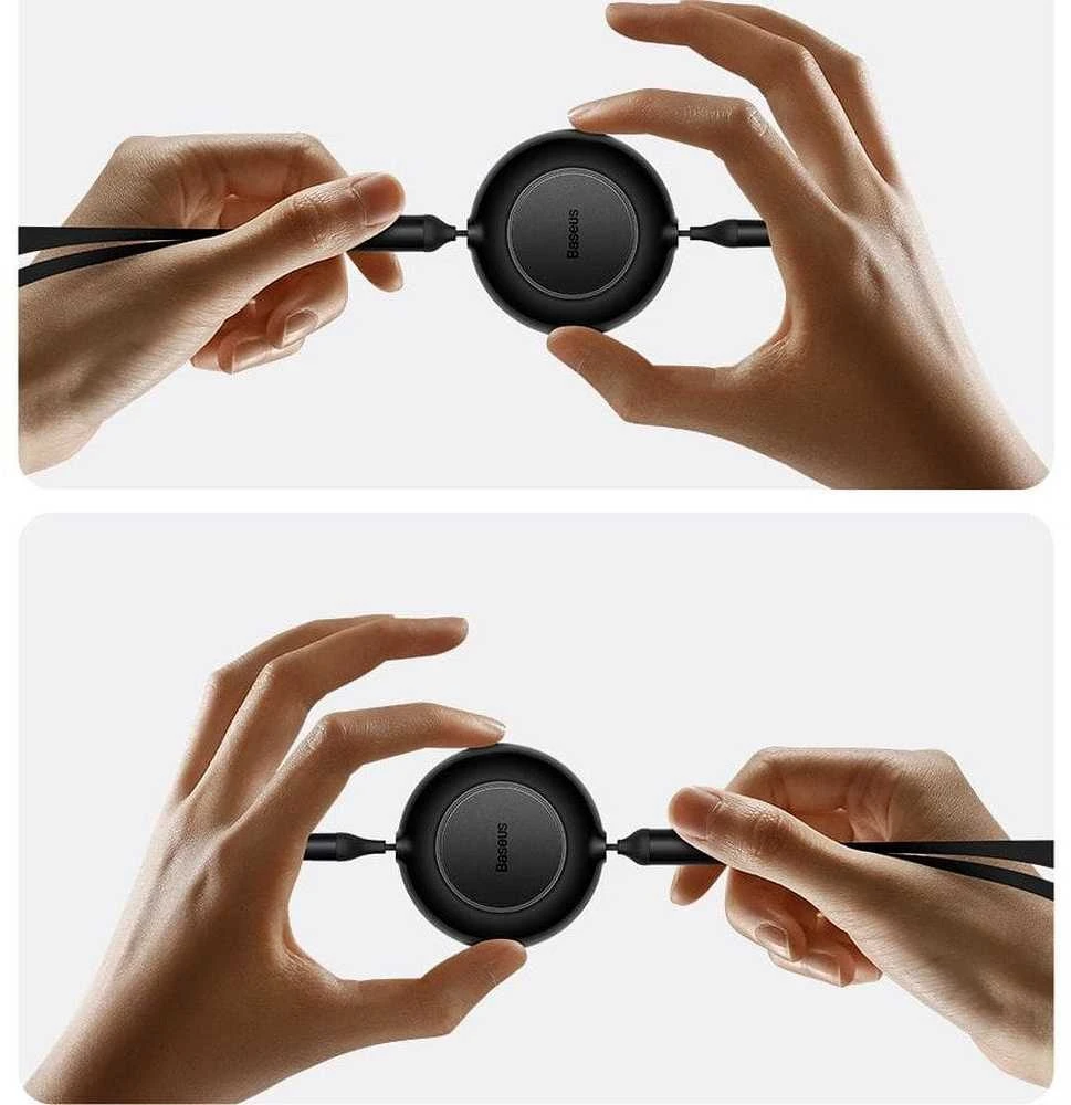 USB laidas Baseus Bright Mirror 2 Type-C į MicroUSB/Type-C/Lightning 3.5A 1.1m juodas CAMJ010201