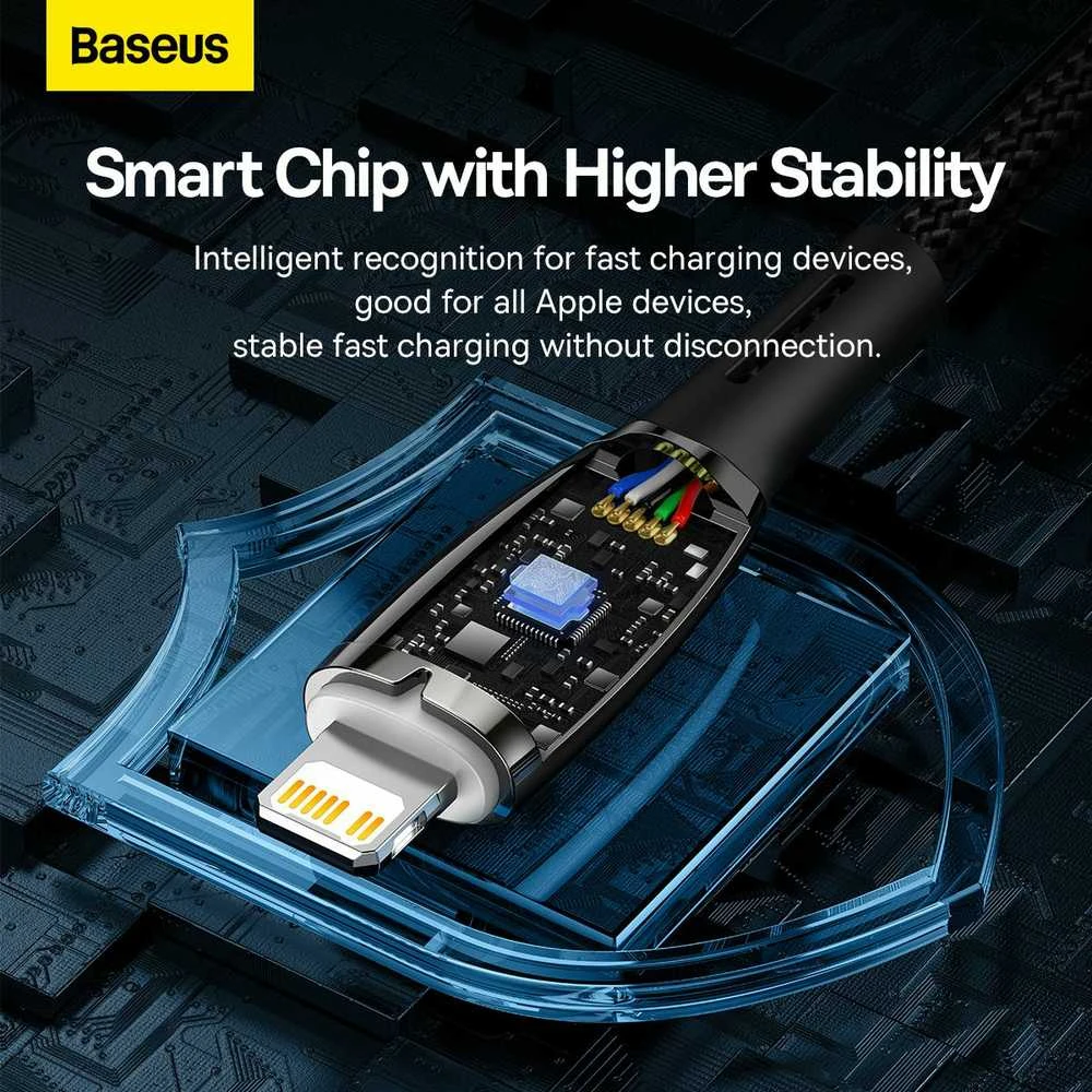 USB-C laidas, skirtas Lightning Baseus Glimmer Series, 20W, 2m (juodas)