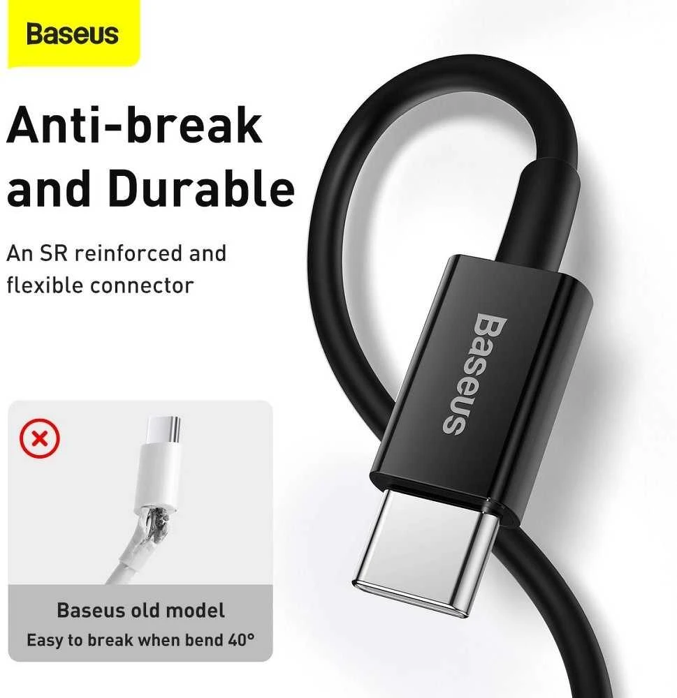 Baseus Superior serijos USB-C - Lightning kabelis 20W PD 1m - Juodas
