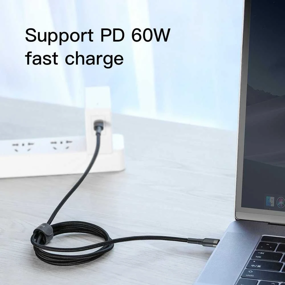 Baseus Cafule kabelis USB-C PD 2.0 QC 3.0 60W 1m - Juodas / Pilkas