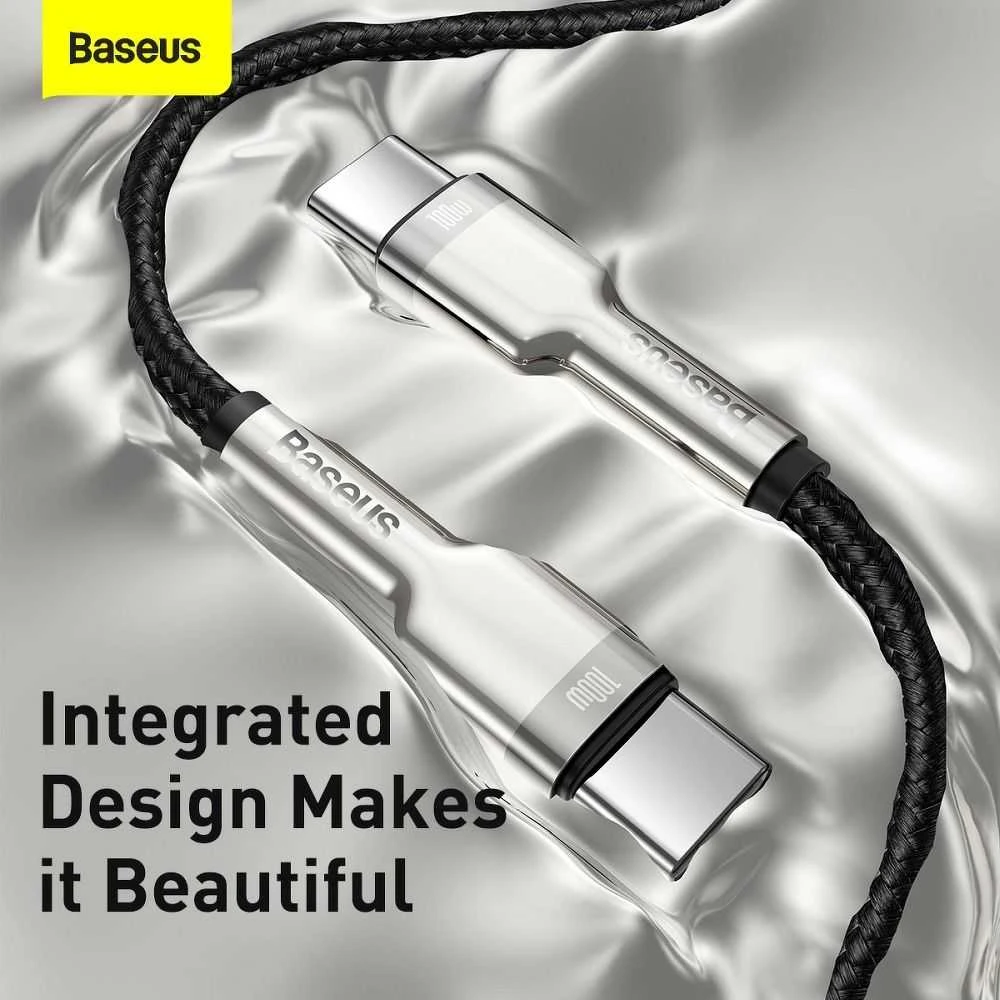 Kabelis USB C - USB C 2m 100W juodas Cafule Metal BASEUS