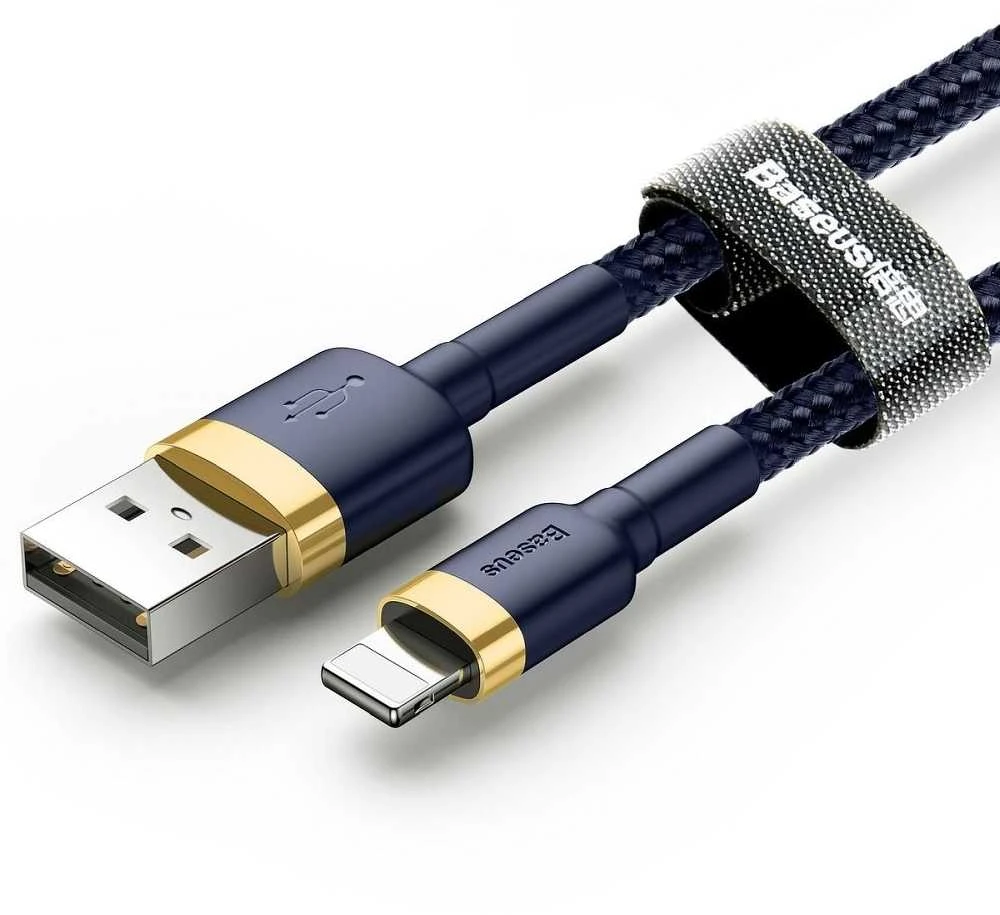 Baseus Cafule USB Lightning kabelis 1.5A 2m - Auksinis / Tamsiai mėlynas