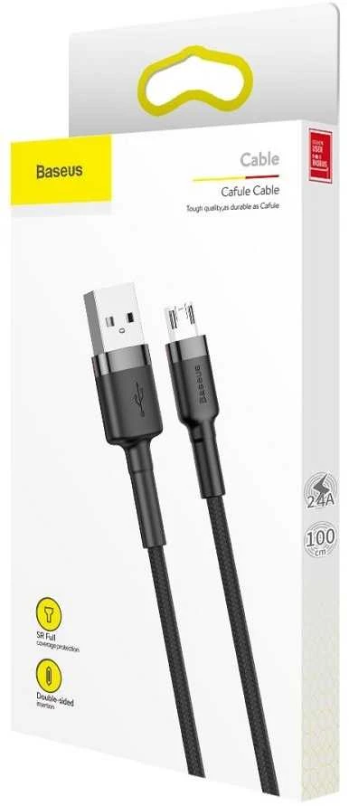Baseus Cafule USB Lightning kabelis 2.4A 0.5m - Pilkas / Juodas
