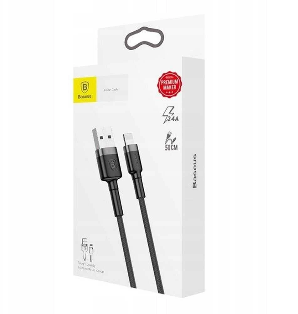 Baseus Cafule USB Lightning kabelis 2.4A 0.5m - Pilkas / Juodas