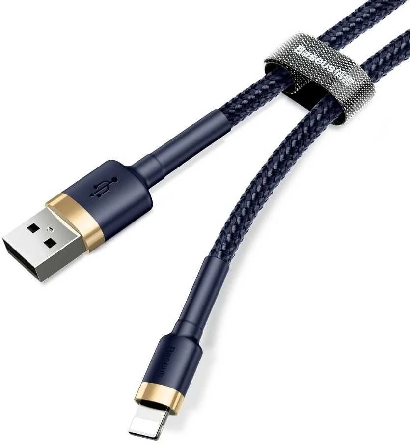 Baseus Cafule Lightning kabelis 2.4A 1m - Auksinis / Tamsiai mėlynas