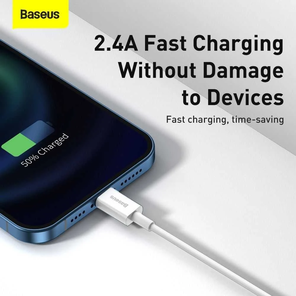 Kabelis  CABLE LIGHTNING TO USB 2M/Baltas CALYS-C02 BASEUS