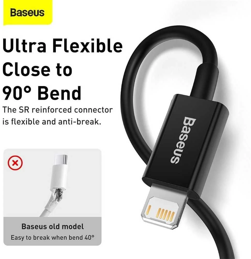 Baseus Superior Series USB - Lightning laidas 2.4A 2m - Juodas